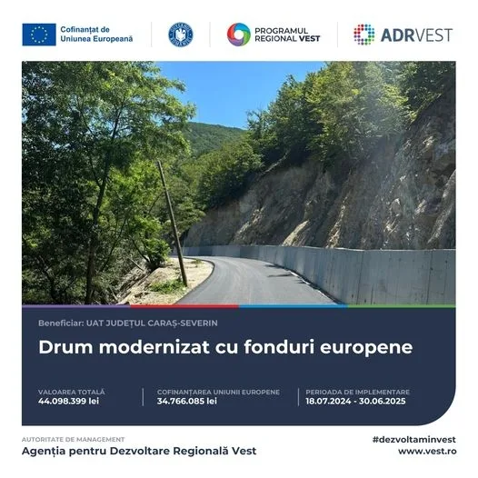 Finanțare europeană pentru modernizarea DJ 608 din Caraș-Severin