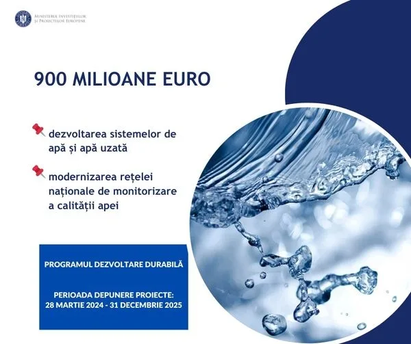 900 milioane euro pentru dezvoltarea sistemelor de apă și apă uzată în județe