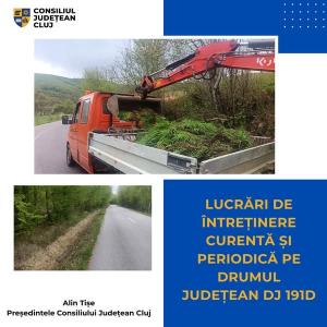 Lucrări de întreținere  pe drumul județean DJ 191D (DJ 108A) – Vânători – limită cu județul Sălaj