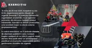 ISU D&acirc;mbovița va efectua un exercițiu de intervenție &icirc;n comuna Conțești