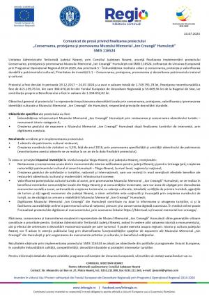 Lucrările la Muzeul Memorial „Ion Creangă”, finalizate